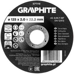 GRAPHITE disc de tăiere pentru metal, corindon cu orificiu adâncit 125x2x22, 2 42 A46-T-BF (57T119) Disc de taiere
