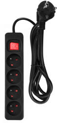 NEO TOOLS prelungitor cu priză multiplă 1, 5 m, 3x1, 5 mm2, 4 prize, negru, ON/OFF (90184)