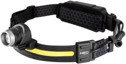 NEO TOOLS lampă frontală, LED XPG+COB, luminozitate 400 lm, curea din ABS și cauciuc (99117)