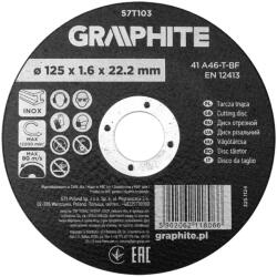 GRAPHITE disc de tăiere pentru metal, oxid de aluminiu 125x1, 6x22, 2 INOX 41 A46-T-BF (57T103) Disc de taiere