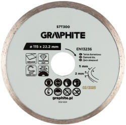 GRAPHITE disc de tăiere cu diamant, 115 x 22, 2 mm, pentru tăiere umedă (57T300) Disc de taiere
