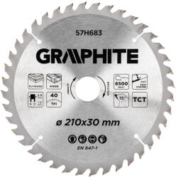 GRAPHITE lamă de ferăstrău circular, cu dinți din metal dur, 210x30 mm, 40 de dinți (57H683)