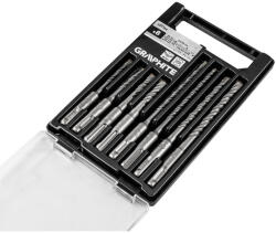 GRAPHITE set de burghie pentru beton, SDS PLUS, cu două muchii, spirală dublă, 5-10 mm, set de 8 buc (56T168) Burghiu