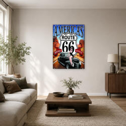 Route 66 retro pin-up lányos vászonkép (bety_1276)