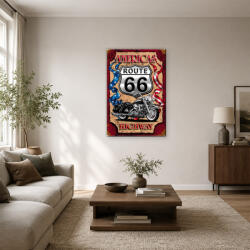 Route 66 amerikai motoros zászlós retro tábla vászonkép (bety_5871)