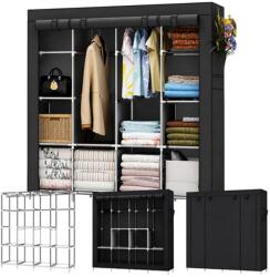 RG EasyUP XXL nagyméretű mobil gardróbszekrény, 170 x 175 x 45 cm, fekete (RC-K-2601)