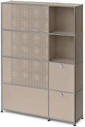 Tchibo - /Cn3 Slim Line fém gardróbszekrény, 2 lenyíló ajtós rekesszel, szürkésbarna