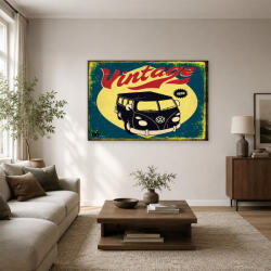  Sárga-kék Volkswagen busz vintage tábla vászonkép (bety_7992)