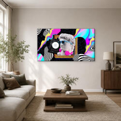  Dávid lemezjátszós kék napszemüvegben pop art vászonkép (bety_2137)