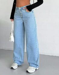Shein Kék Pamut Farmer Nadrág Magas Derekú Egyenes Szárú Shein 36