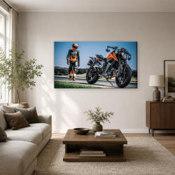 KTM 790 Duke motorkerékpár pilótával vászonkép (bety_1254)