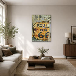  Rozsdás Route 66 tábla közeli fotó vászonkép (bety_4484)