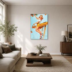  Narancsszedő pin-up lány létrán vászonkép (bety_9394)