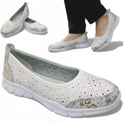 S. Barski 36 Balerinacipők Női Természetes Bőr Kényelmes Balerinacipők Könnyű Nyári Bárcipők (Barski GR61-5973 WHITE)