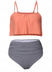  Fürdőruha bikini magas derekú jelmez kétrészes fehérnemű nyaralás xl (XL)