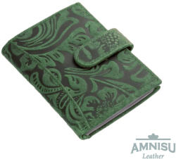 Green Deed Zöld nyomott virág mintás patentos álló bőr igazolványtartó DVG2038/T