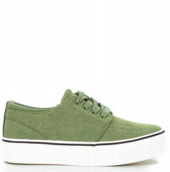 Seastar Zöld Khaki Velúr Teniszcipő Platform Talppal 37 (HM206)