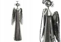 DEcodomi Ezüst angyal figura LED-del, 23 cm magas, karácsonyi dekoráció DEcodomi (ART18380)