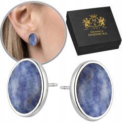 Mennica Świdnicka Ezüst 925 Ovális fülbevaló szodalittal Ezüst stift csavarok Ajándék (Srebrne 925 Kolczyki Owalne z Kamieniami )