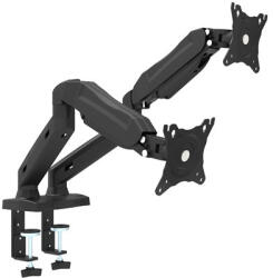 Platinet Monitor tartó, asztali, asztalhoz rögzíthető, forgatható, 2 karú, mozgatható, max. VESA 100x100, 13"- 27