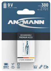 ANSMANN akku, 6F22 Type 300, 9 V, 300 mAh maxE, 1 db
