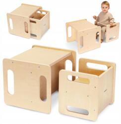 Mamabrum Montessori fából készült asztal és etetőszék 3az1ben gyerekállvány funkcióval (MAM248 CHAIR SET)