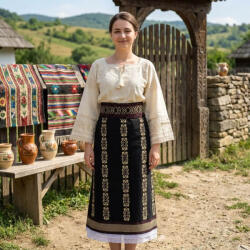 Ie traditionala Costum popular format din catrinta , brau si ie - Nadia