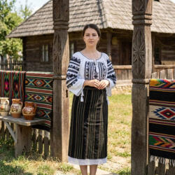 Ie traditionala Costum popular format din catrinta , brau si ie - Roberta 3
