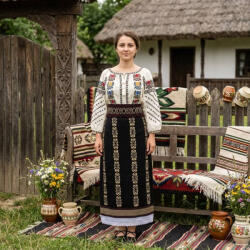 Ie traditionala Costum popular format din catrinta , brau si ie - Maria