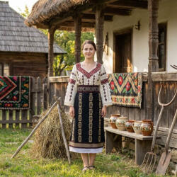 Ie traditionala Costum popular format din catrinta , brau si ie - Steluta 3