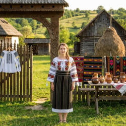 Ie traditionala Costum popular format din catrinta , brau si ie - Roberta
