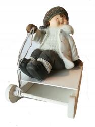 DEcodomi Dekorációs figura, gyermek szánkón, karácsonyi dísz, H14 DEcodomi