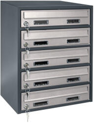 KĽUČKA M39N R /5 Cutie poștală plată RAL7016 + inox antracit+oțel inoxidabil (3149K23691)