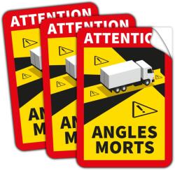  Strobo figyelmeztető matricák Attention Angles Morts 3 db-os LKW-hoz