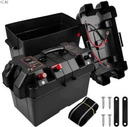  Tároló doboz Akkumulátor ház 12V Doboz Voltmérő Usb lakókocsi (RC-K-2449)