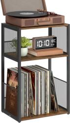 Brius Suport pentru pickup si depozitare viniluri, 3 niveluri, cadru metalic, 43x30x69 cm, maro rustic (EZ-LET275K01) Raft