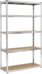 Brius Raft metalic de depozitare cu 5 polite reglabile MDF, structura zincata, capacitate 1000 kg, 120x45x205 cm, gri (HA-5280)