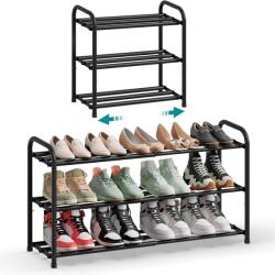 Brius Raft extensibil pentru incaltaminte, 3 niveluri, metal, pana la 12 perechi pantofi, reglabil 25x48x(44-82) cm, negru (EZ-LMR036BD01) Pantofar