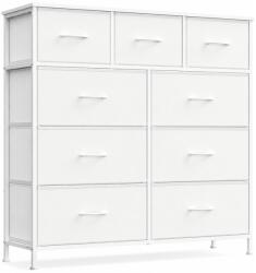 Brius Comoda cu 9 sertare, cadru metalic si blat MDF, sertare textile, 99x30x95 cm, alb (EZ-LGS324WH01) Comoda