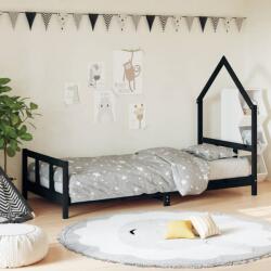 vidaXL Cadru pat pentru copii, negru, 90x200 cm, lemn masiv de pin (834569)