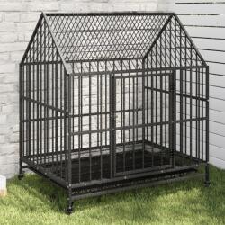 vidaXL Cușcă pentru câini cu roți, negru, oțel galvanizat (172208)