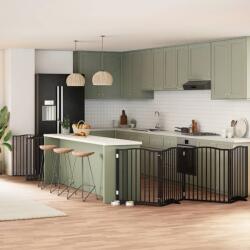 vidaXL Poartă câini pliabilă cu ușă 12 panouri negru 960 cm, lemn plop (3155632)