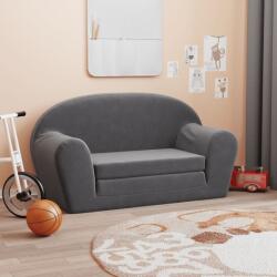 vidaXL Canapea extensibilă de copii cu 2 locuri, antracit, pluș moale (357000)