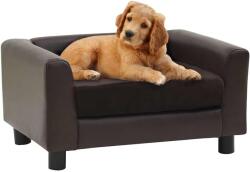 vidaXL Canapea pentru câini, maro, 60x43x30 cm, pluș & piele ecologică