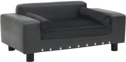 vidaXL Canapea câini, gri închis, 81x43x31 cm, pluș/piele ecologică