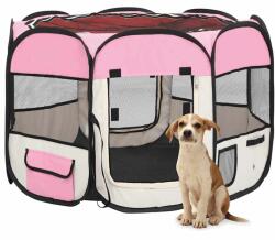 vidaXL Țarc joacă pliabil câini cu sac de transport roz 90x90x58 cm (171009)