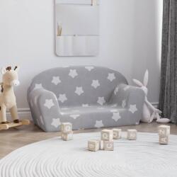 vida XL Canapea de copii cu 2 locuri, gri deschis cu stele, pluș moale - kidspaws - 204,48 RON
