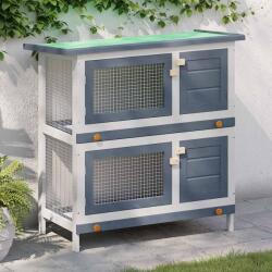 vidaXL Cușcă de iepuri pentru exterior, 4 uși, gri, lemn (170834)
