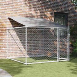vidaXL Cușcă de câini cu acoperiș și ușă gri, 2x2x2 m, oțel galvanizat (172559)