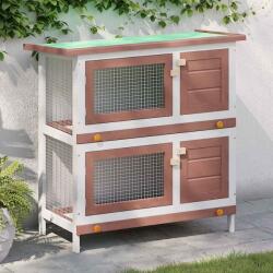 vidaXL Cușcă de iepuri pentru exterior, 4 uși, maro, lemn (170835)